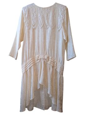 Vintage Jessica McClintock Gunny Sax Ivory Cream Lace Drop Waist Dress Vintage